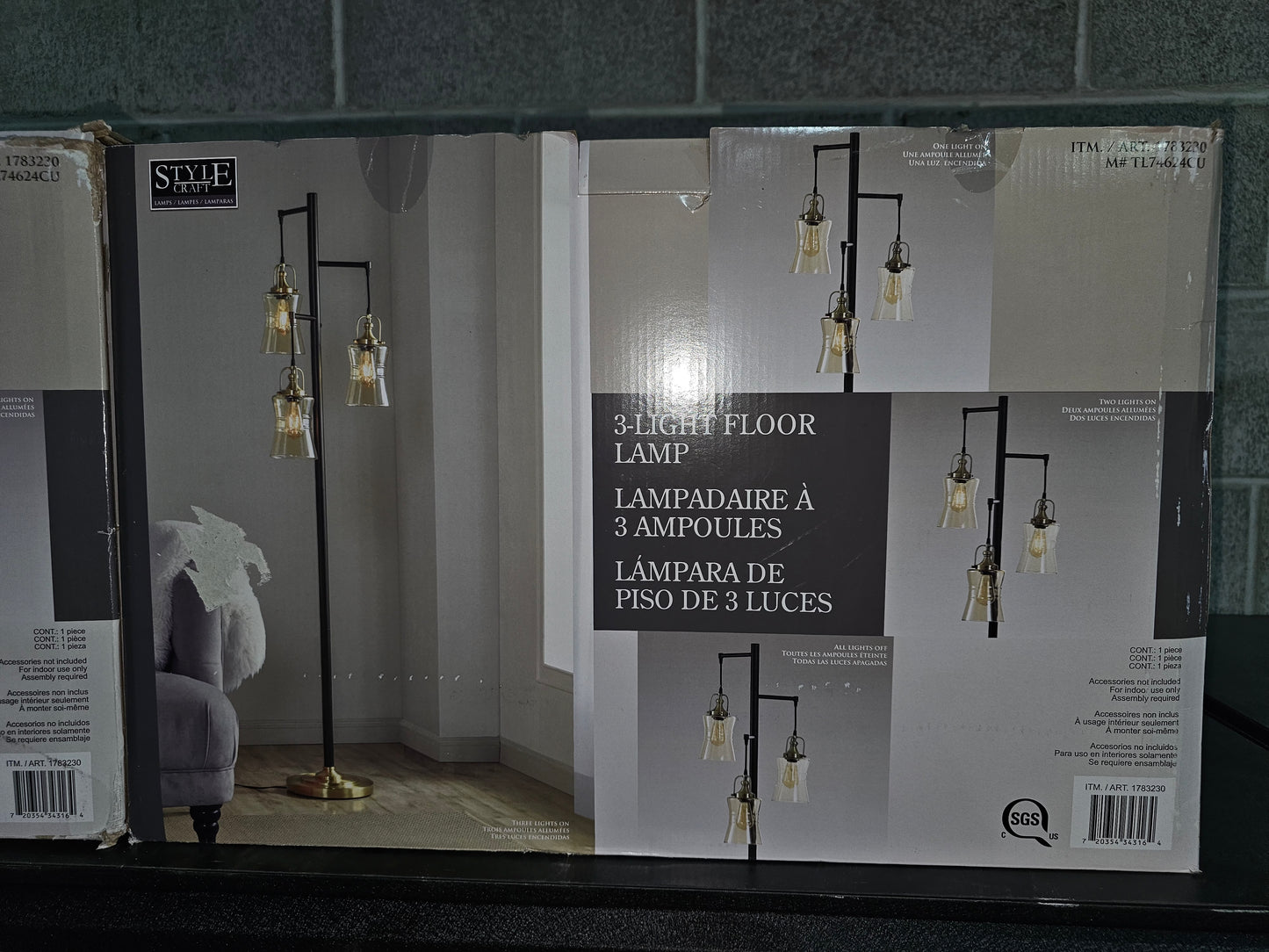 Style craft 3 light floor lamp