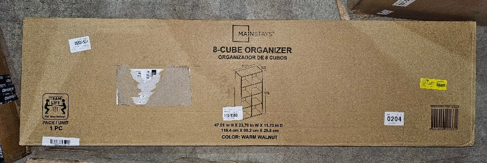 NEW Mainstays 11 8-Cube Storage Organizer, Warm Walnut