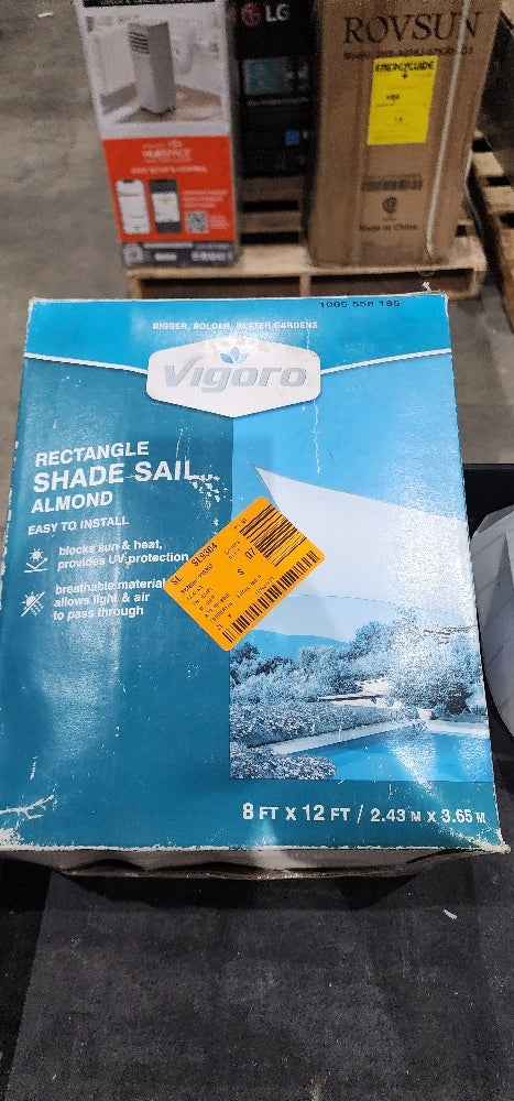 Vigoro 8 ft. x 12 ft. Almond Rectangle Shade Sail