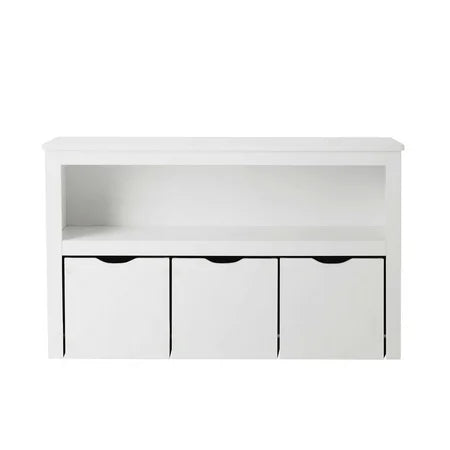 NEW Your Zone Kids Toy Storage Cabinet with Three Rolling Bins, White Finish