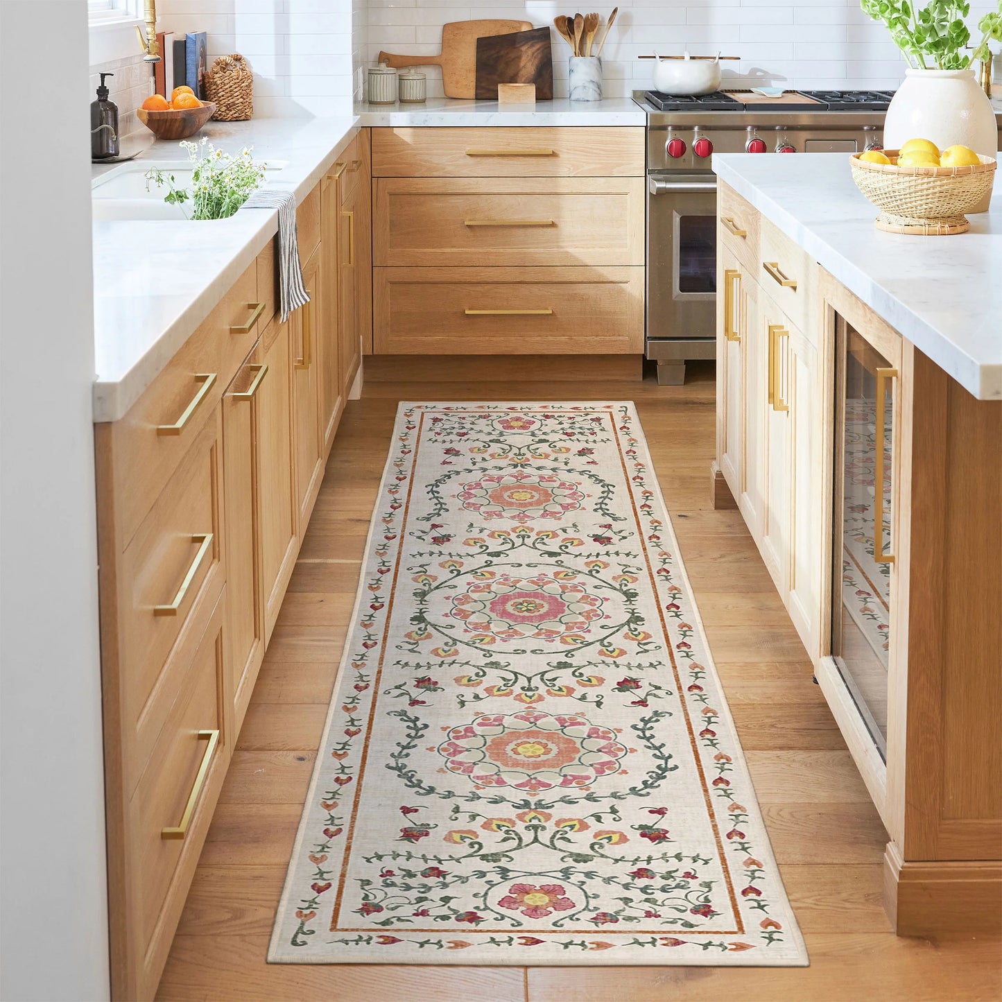 Ruggable Flatwoven Washable Suzani Runner Rug, 2' 6 x 7'