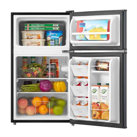 Arctic King 3.2 Cu ft Two Door Mini Fridge with Freezer, Stainless Steel, E-Star, ARM32D5ASL