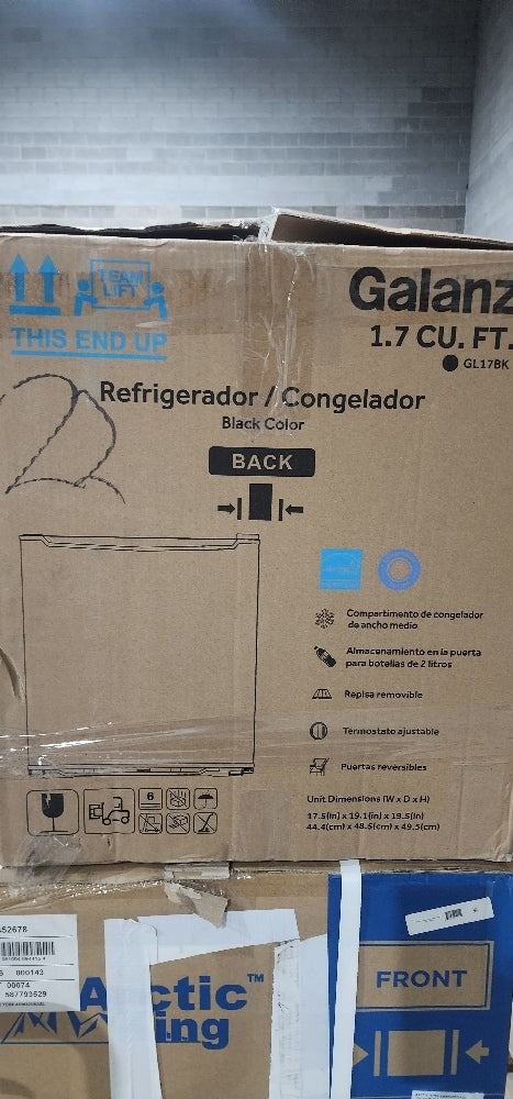 Galanz 1.7 Cu ft Single Door Mini Fridge GL17BK, Black, New