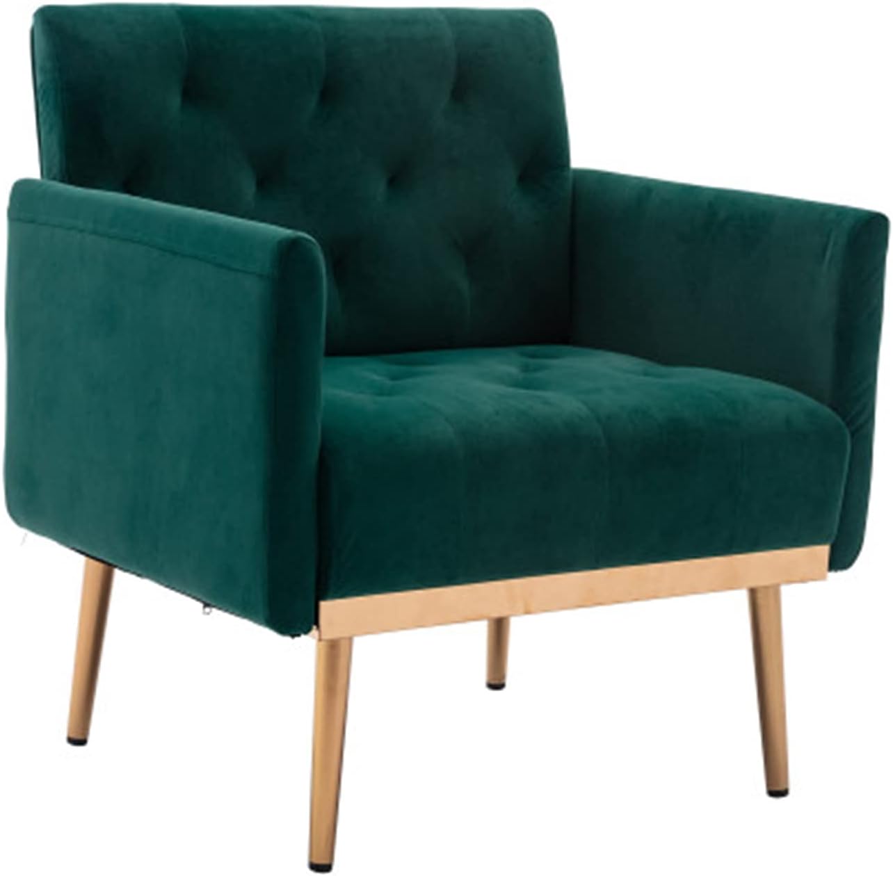 SZLIZCCC Square Velvet Accent Chair, Golden Metal Leg Single Sofa Chair