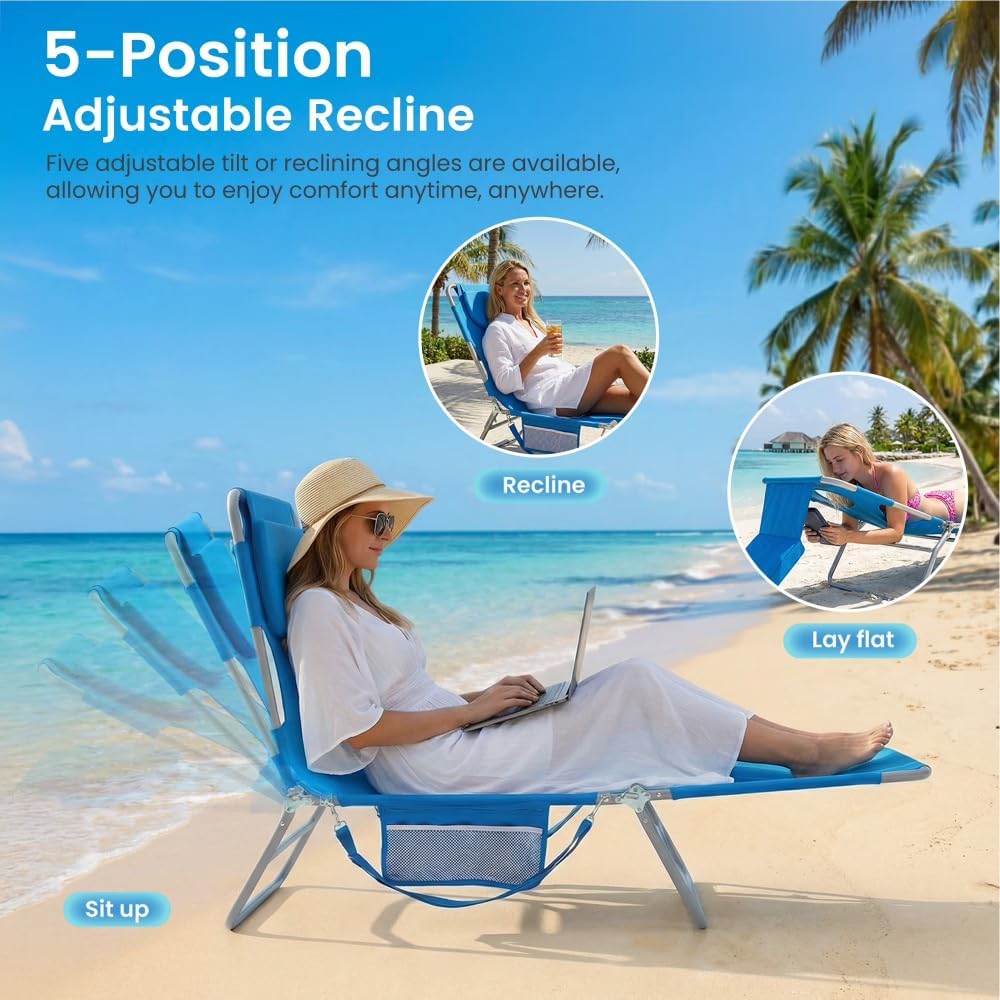 EDX Folding Adjustable Chaise Lounge Chair