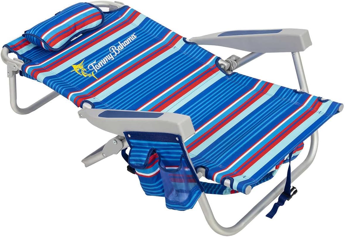 Tommy Bahama 5 Position Beach Chair (Blue Stripes)