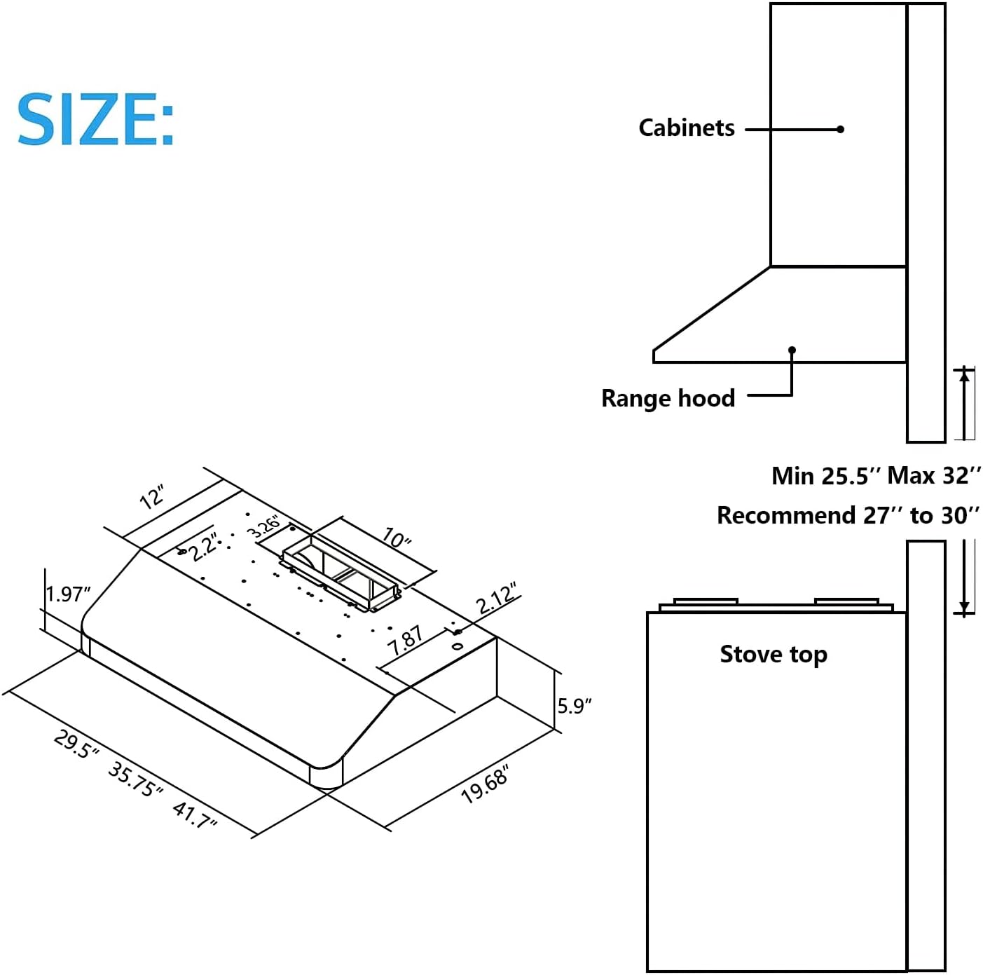 IKTCH 42 Inch Under Cabinet Range Hood with 900-CFM, 4 Speed Gesture Sensing&Touch Control Panel