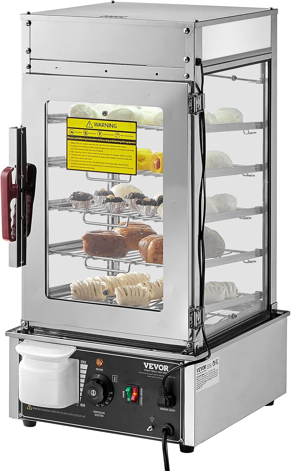 VEVOR Food Warmer Display, 5-Tier Bun Steamer
