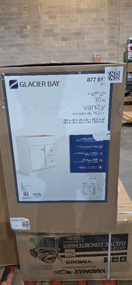 Hampton 30in Bath Vanity Cabinet White
