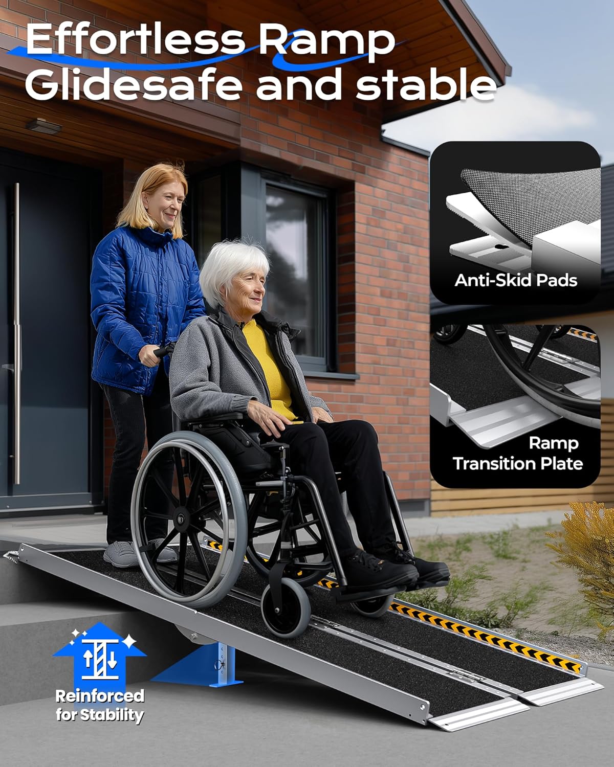 Wheelchair Ramp 6ft Aluminum Ramp 800LBS