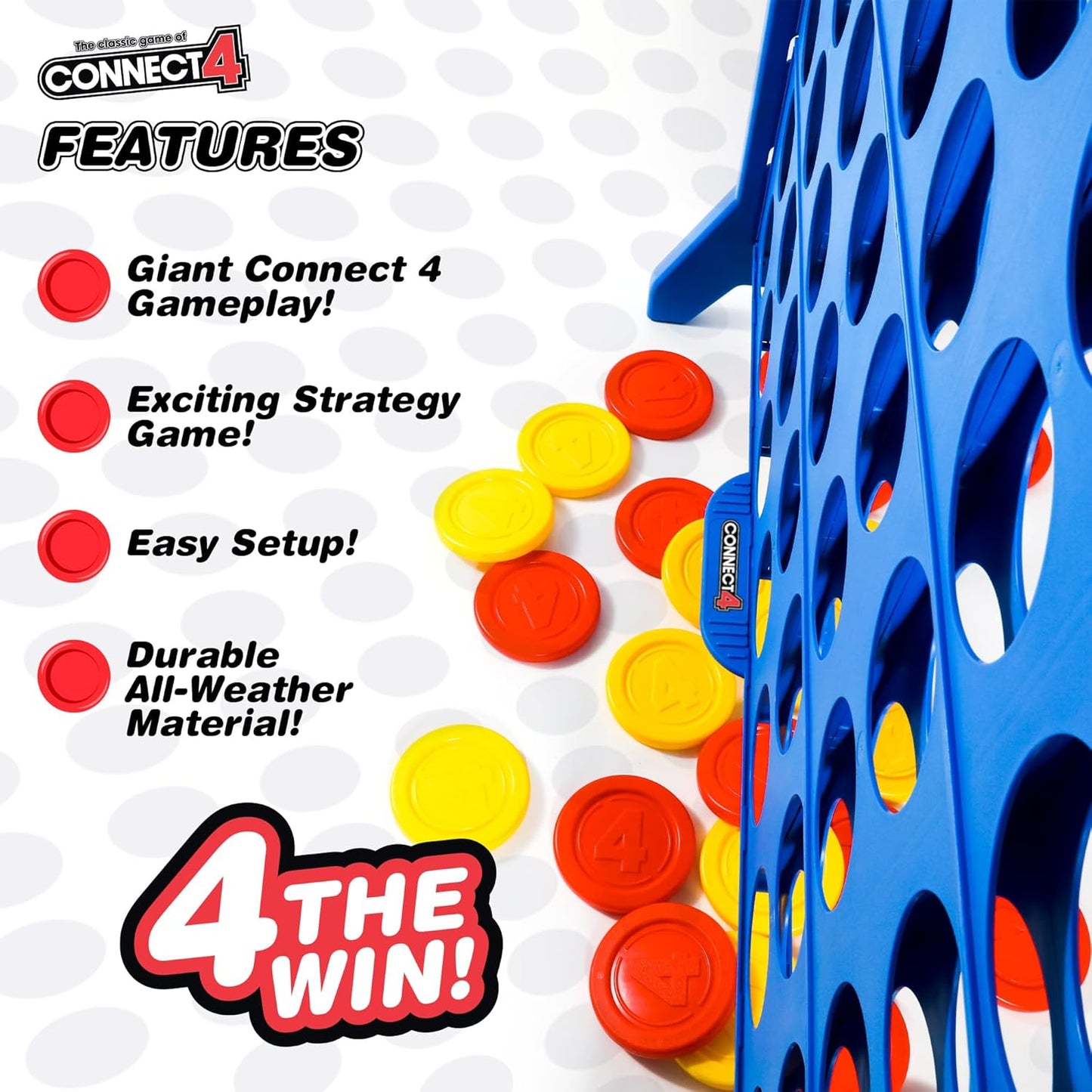 Giant Connect 4: Hasbro's Original Connect4 Game Super-Sized - 46.5 inch All-Weather Official Four in a Row Board Game - Indoor or Outdoor Connect4 Fun for Adults and Family