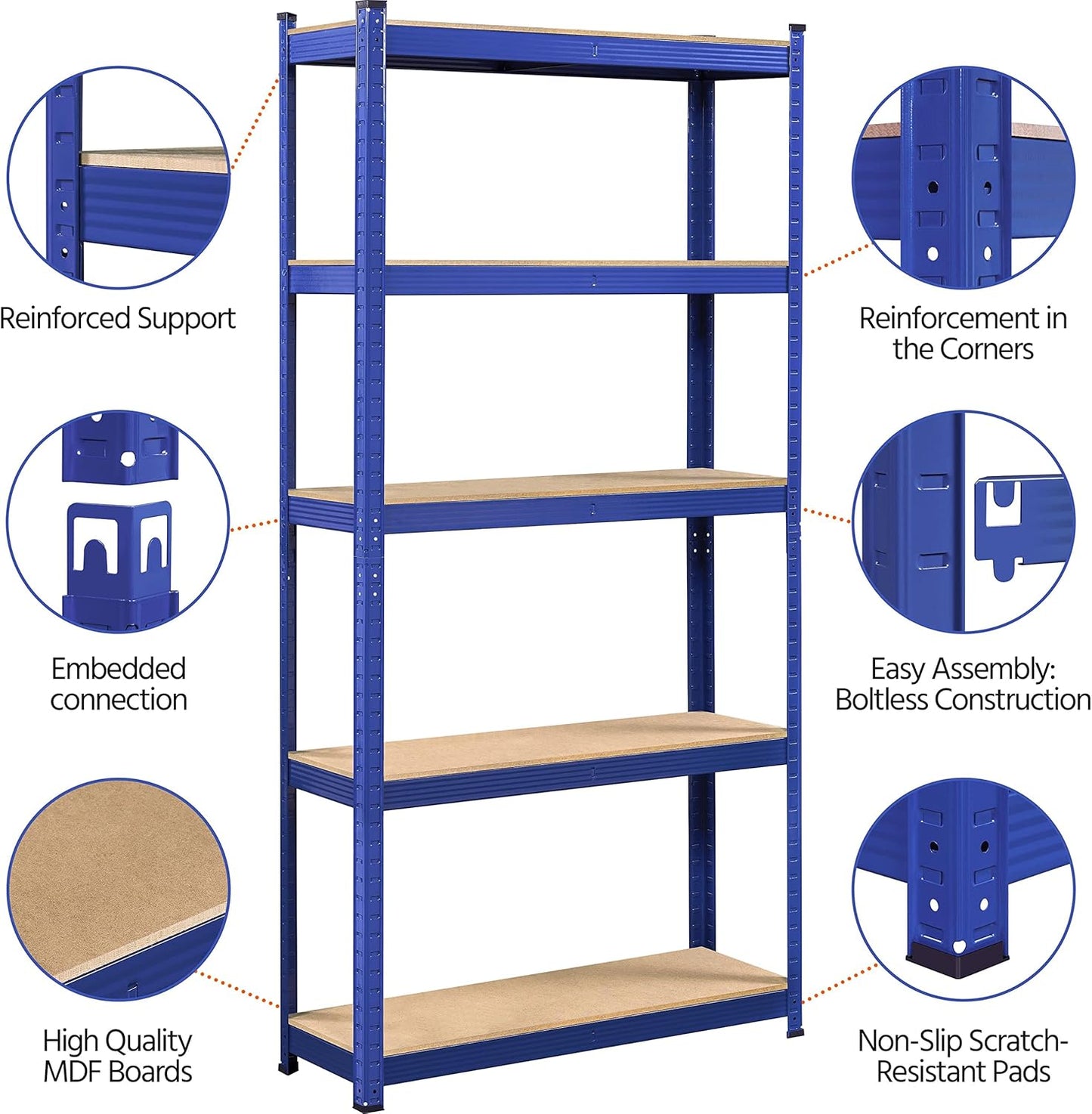 Yaheetech 5 Tier Shelf 35.5″L×12″W×71″H