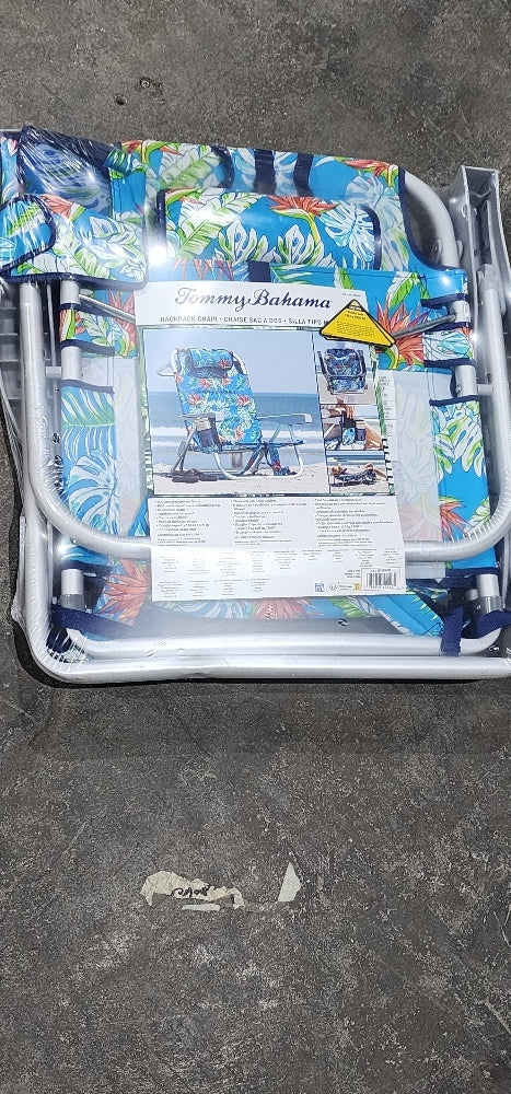 Tommy Bahama 5 Position Beach Chair, Zippered Insulated Cargo Pouch, Cup and Cell Phone Holder