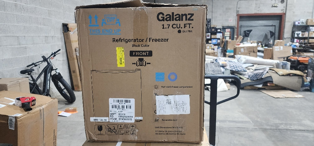 Galanz 1.7 Cu ft Single Door Mini Fridge GL17BK, Black, New