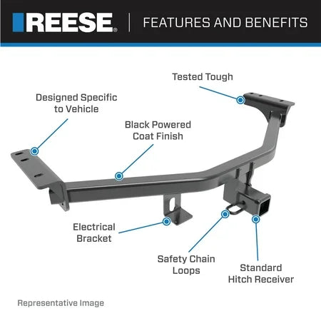 Reese Towpower Class 3 Trailer Hitch, 2 Inch Square Receiver, Black, Compatible with 2021-2023 Hyundai Santa Fe, 2021-2023 KIA Sorento