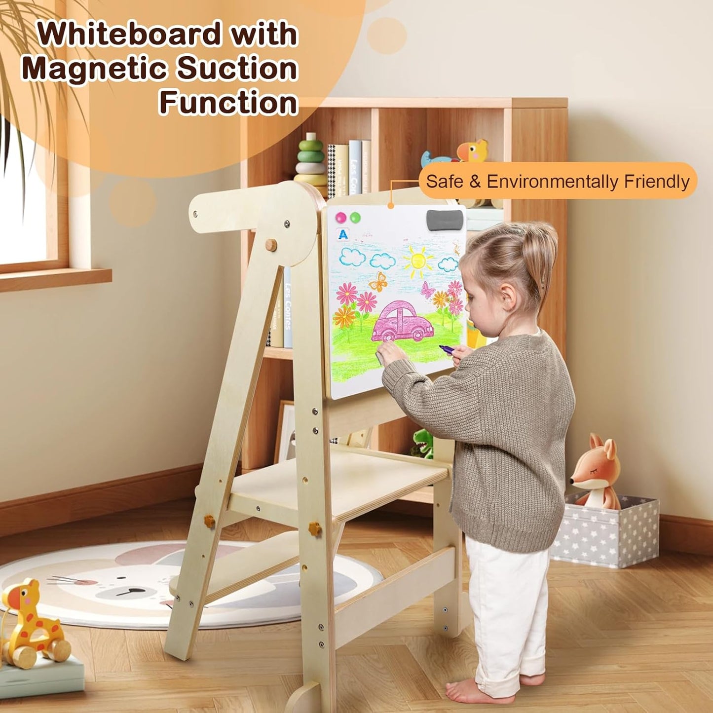 OLLIKIVI Toddler Tower w/Chalkboard