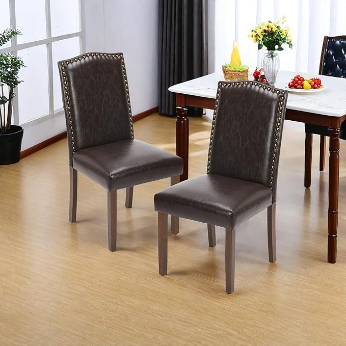 Modern Dining Chair Set of 2, Stylish Kitchen Chair with Wood Legs