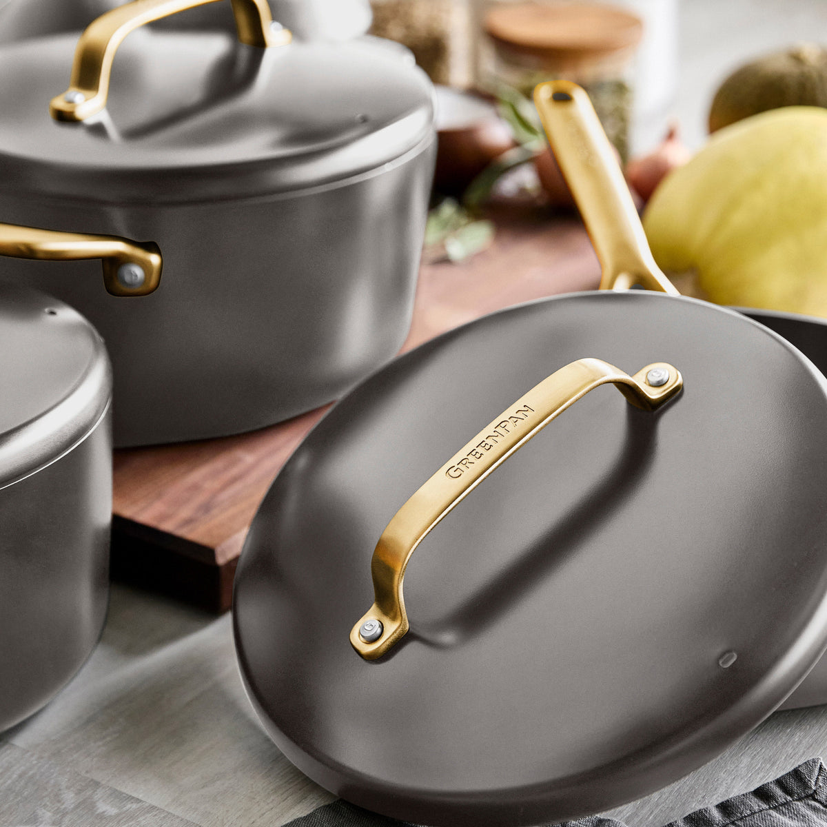 GreenPan GP5 Hard Anodized Ceramic Nonstick 11-piece Set with Gold Handles