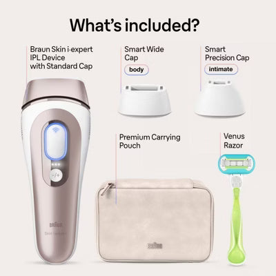Braun Skin i-Expert PL7243 IPL Device Laser Hair Removal Kit with 3 Smart Heads and Soft Vanity Case