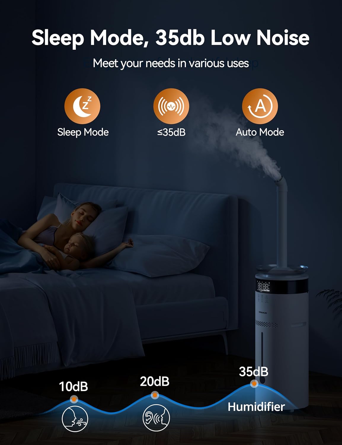 VAGKRI Humidifiers for Large Room, 18L Ultrasonic Cool Mist Humidifier