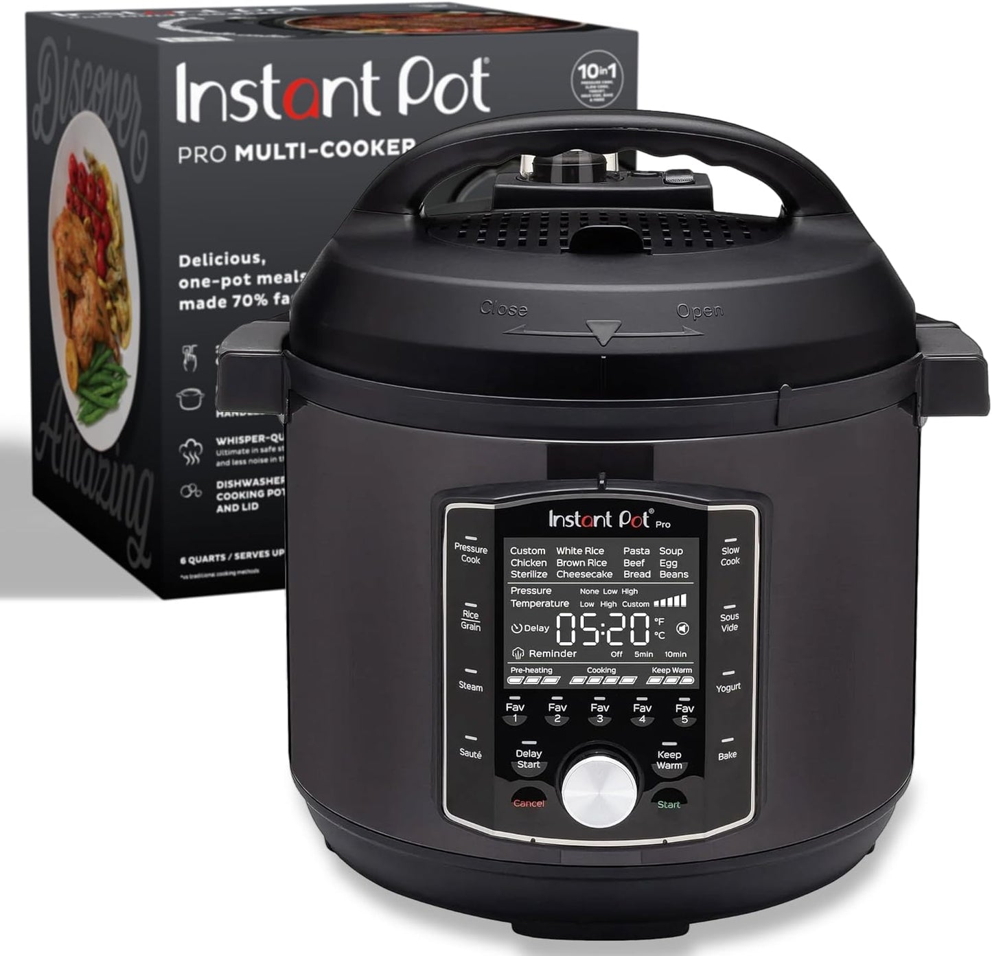 Instant Pot Pro 10-in-1 Pressure Cooker, Slow Cooker, Rice/Grain Cooker, Steamer,