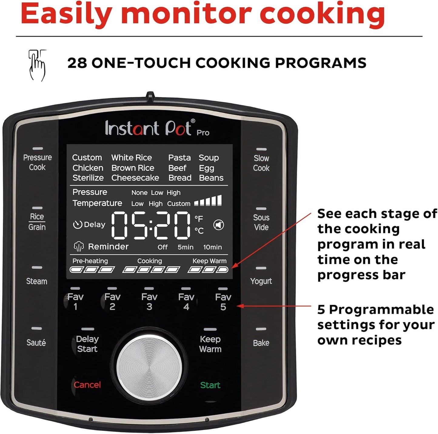 Instant Pot Pro 10-in-1 Pressure Cooker, Slow Cooker, Rice/Grain Cooker, Steamer,