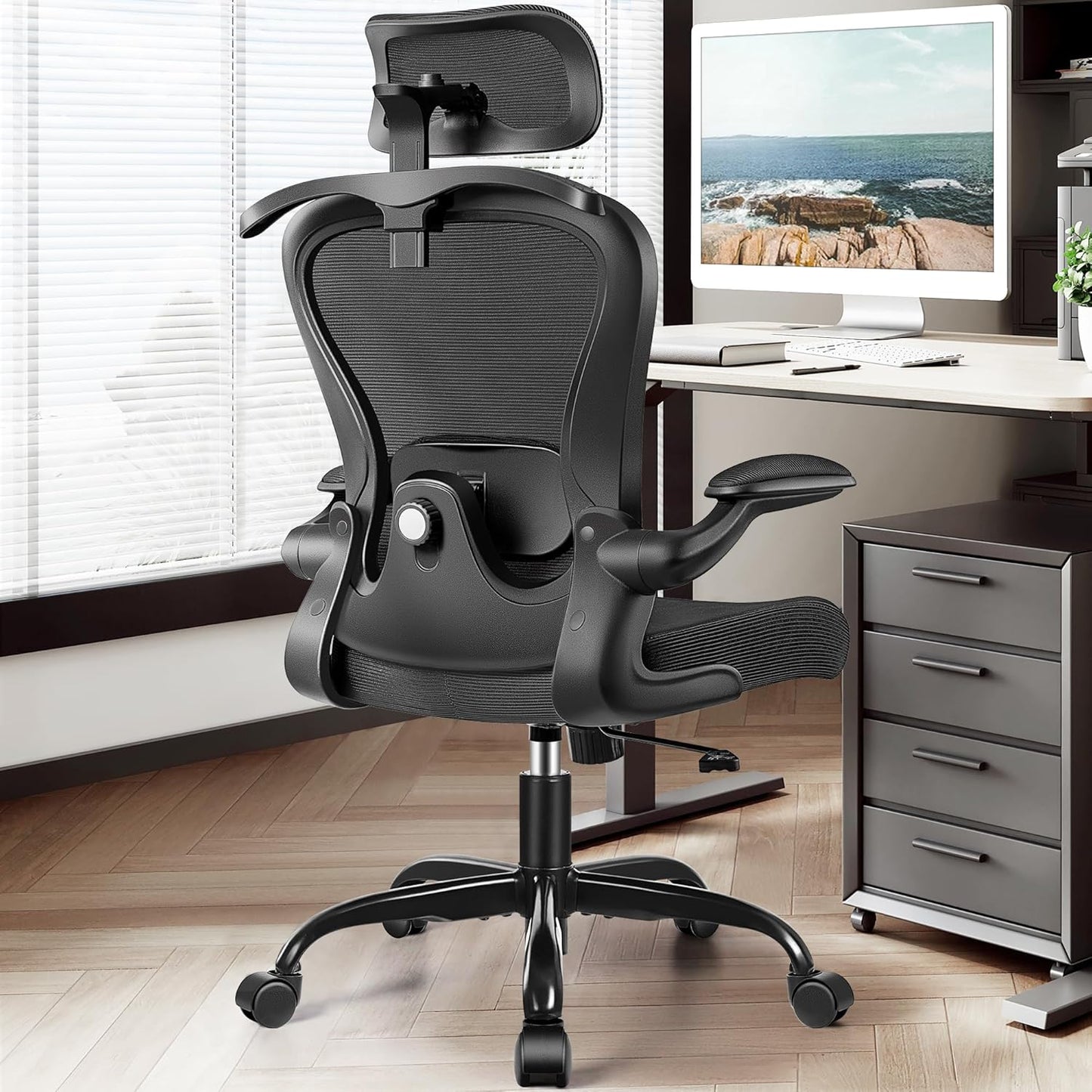 Office Chair, Ergonomic Office Chair with 3D Lumbar Support 3D Headrest