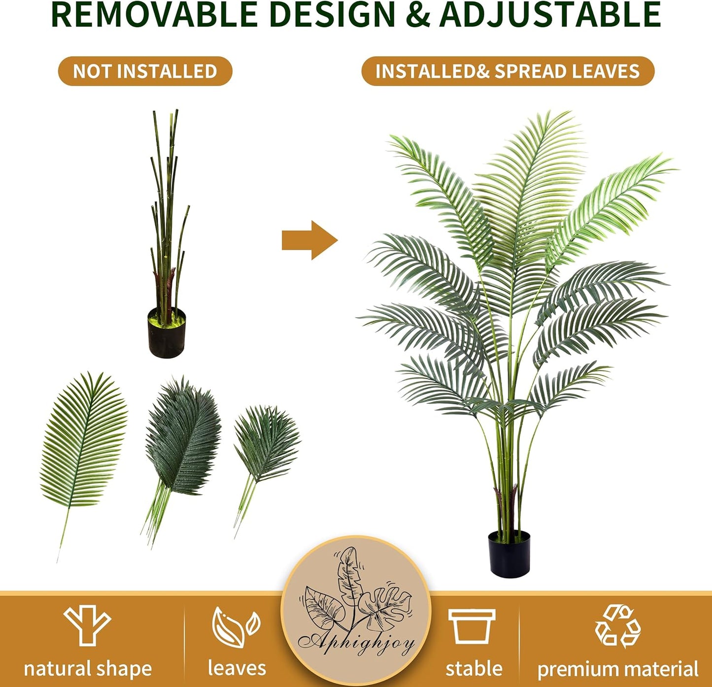 2Packs 5FT Artificial Areca Palm - Fake Plants Palm Tree