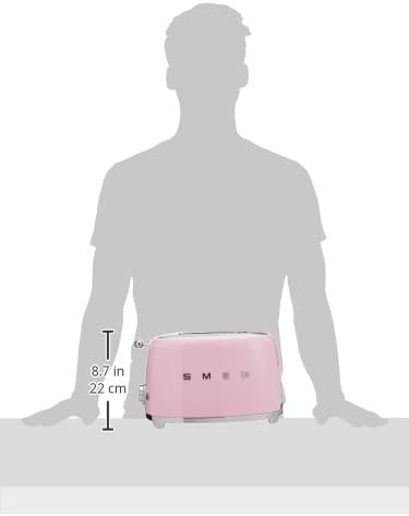 SMEG 2 Slice Toaster with 6 Presets and Defrost Function and Removable Crumb Tray TSF01PKMUS, Pink