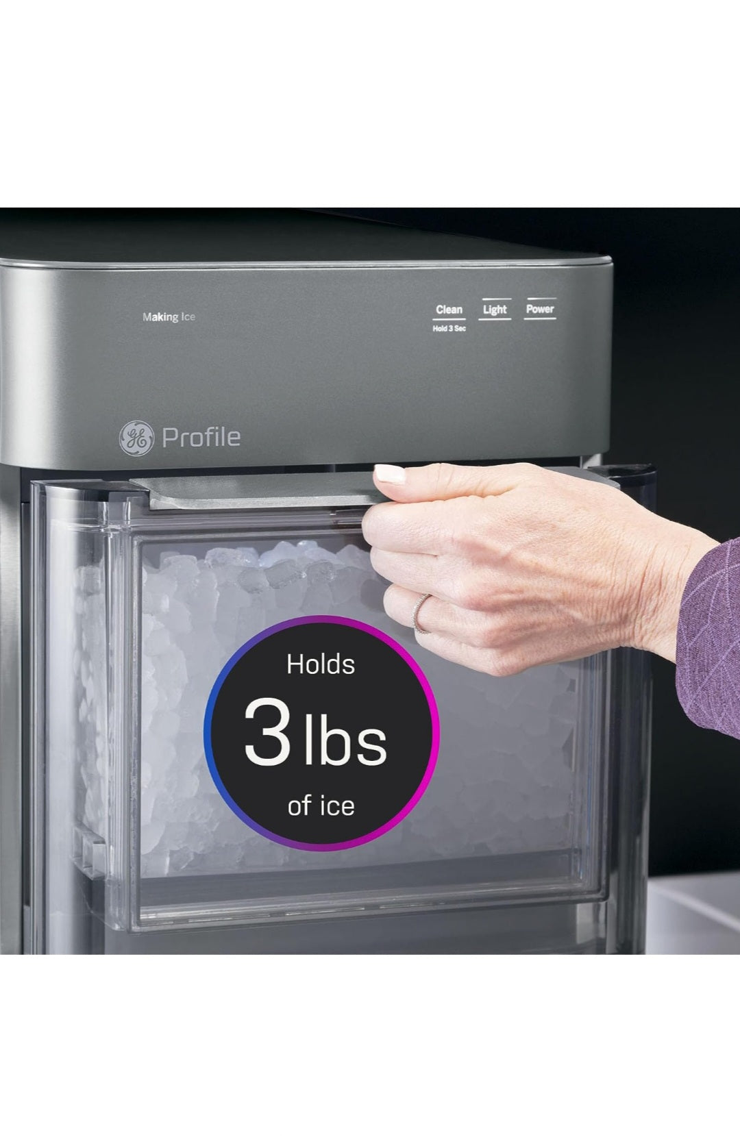 GE Profile Opal 2.0 XL with 1 Gallon Tank, Chewable Crunchable Countertop Nugget Ice Maker, Scoop included, 38 lbs in 24 hours, Pellet Ice Machine with WiFi & Smart Connected, Stainless Steel