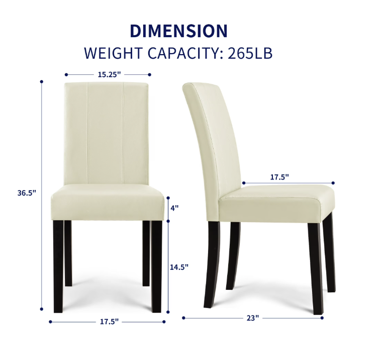 Subrtex Faux Leather Dining Chair Set, Ivory