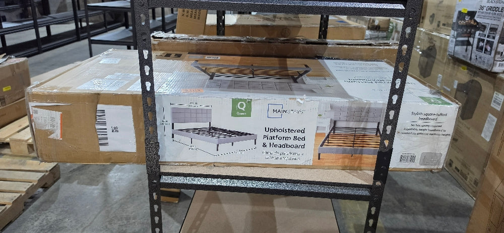 Mainstays Gray Tufted Platform Bed, Queen