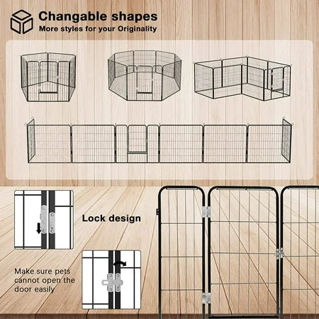 Waleaf Heavy Duty Dog Playpen for Outdoor, 8 Panels 24/32/40 Height x 32 Width,Portable Dog Playpen Puppy Playpen for Large Dog Exercise Pen for Indoor Outdoor,Pet Playpen Fence for Yard,RV