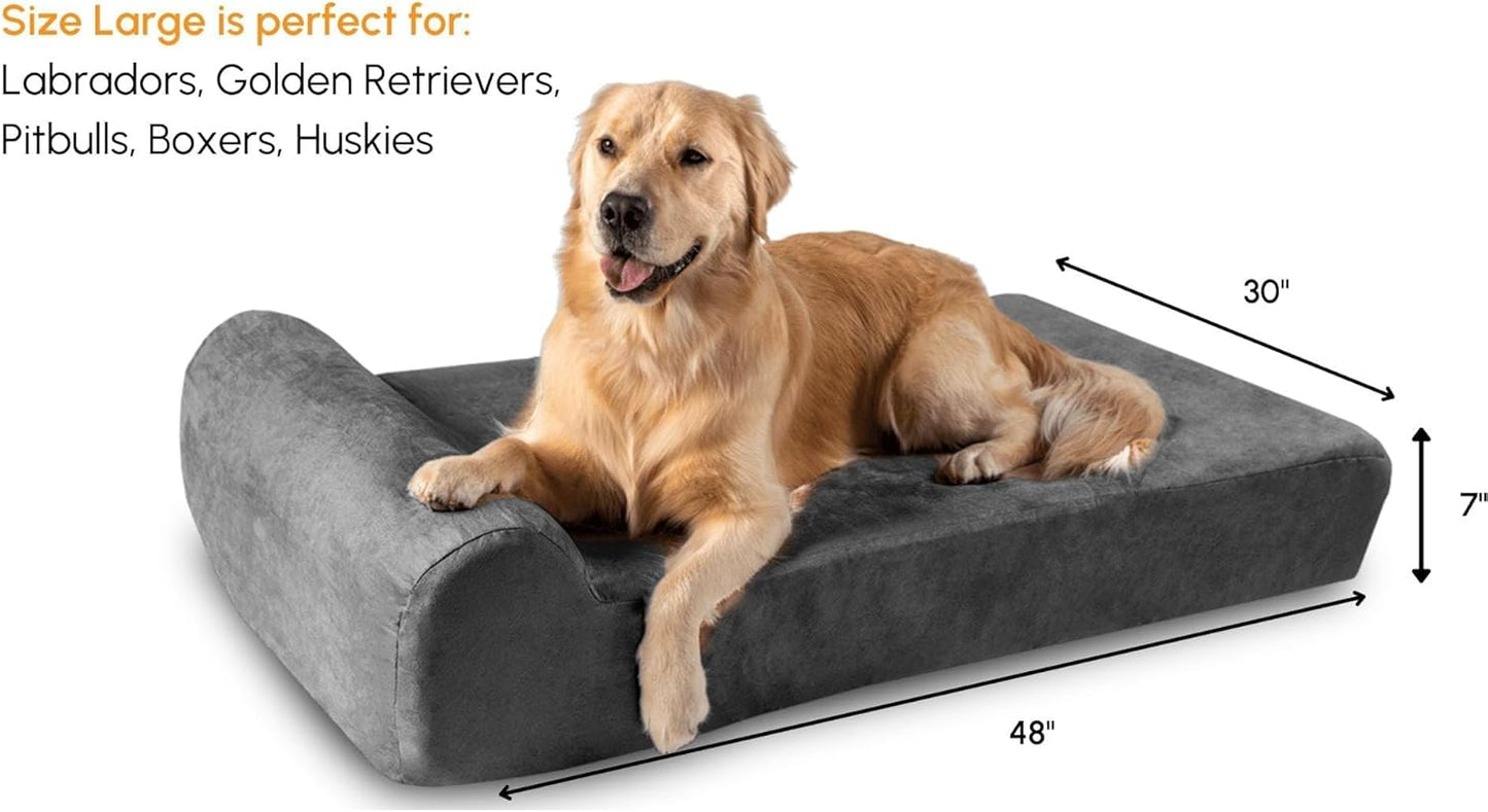 Big Barker Elevated Dog Bed w/Headrest - 7” for Large Dogs w/Washable Microsuede Cover