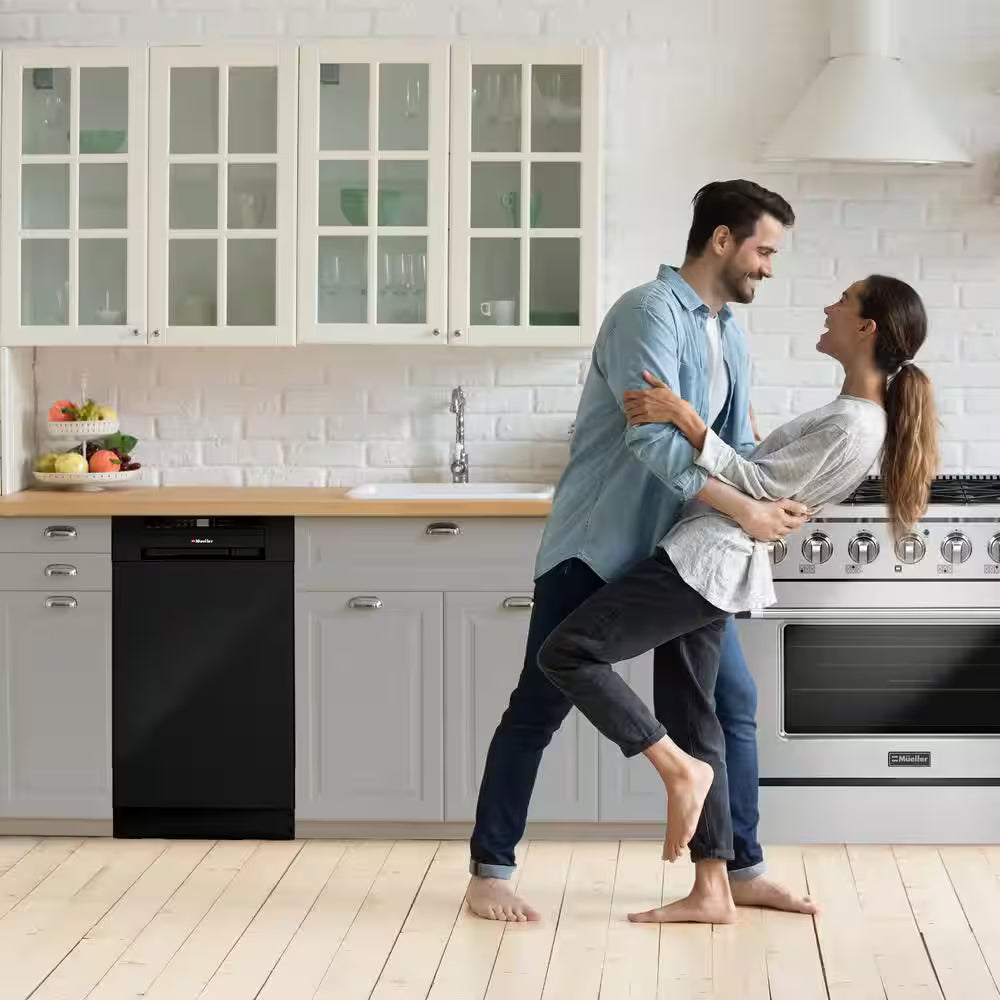 18 in. Black Stainless Steel Front Control Digital Built-In Dishwasher with 3-Stage Filtration, 6 Smart Wash Programs