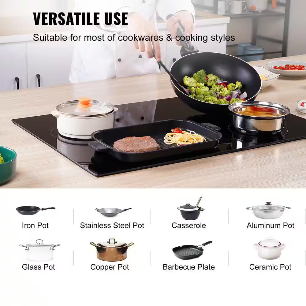Built in Electric Stove Top 24 in. 4 Burners Glass Radiant Cooktop with Sensor Touch Control, Timer and Child Lock,Black