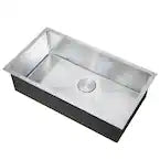 Modern Brushed Nickel 18-Gauge Stainless Steel 32 in. Single Bowl Undermount