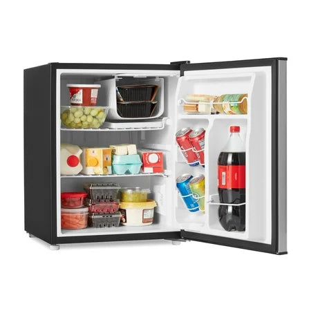 Galanz 2.7 Cu Ft One Door Mini Fridge, Stainless Steel Look, Estar