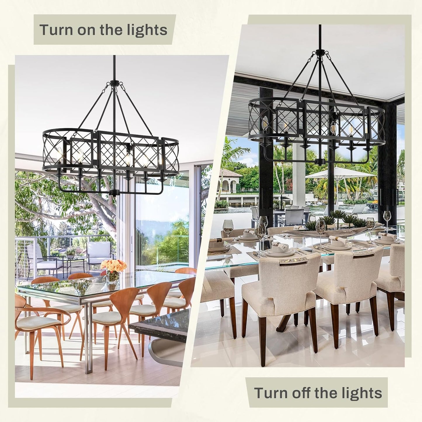 35" Farmhouse Pendant Light Fixtures for Dining Room Linear Black Kitchen Island Lighting Modern Rustic Chandelier for Living Room Foyer