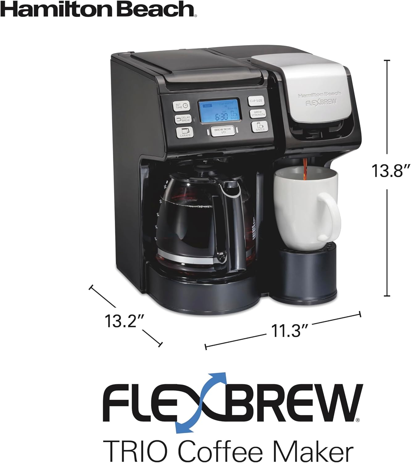 Hamilton Beach FlexBrew Trio 2-Way Coffee Maker, Compatible with K-Cup Pods or Grounds