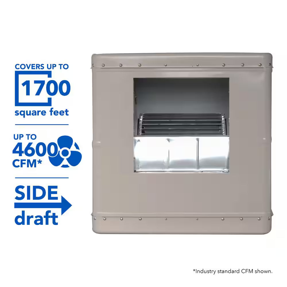 4600 CFM Side-Draft Wall/Roof Evaporative Cooler for 1700 sq. ft. (Motor Not Included)