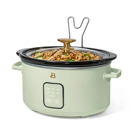 Beautiful 4Qt Slow Cooker with Touch-Activated Display, Sage Green by Drew Barrymore