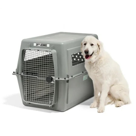 Petmate Sky Kennel IATA Airline Friendly Dog Crate Plastic Travel Pet Carrier, Jumbo XXL 48 for Dogs 90-125 lb, Gray