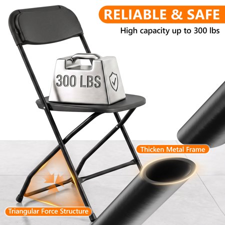 HAILIMU 4-Pack Black Folding Chairs, 300 lb