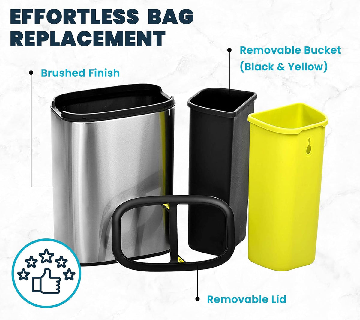 Alpine 40 Liter / 10.5 Gal Slim Dual Trash Can and Recycling Bin