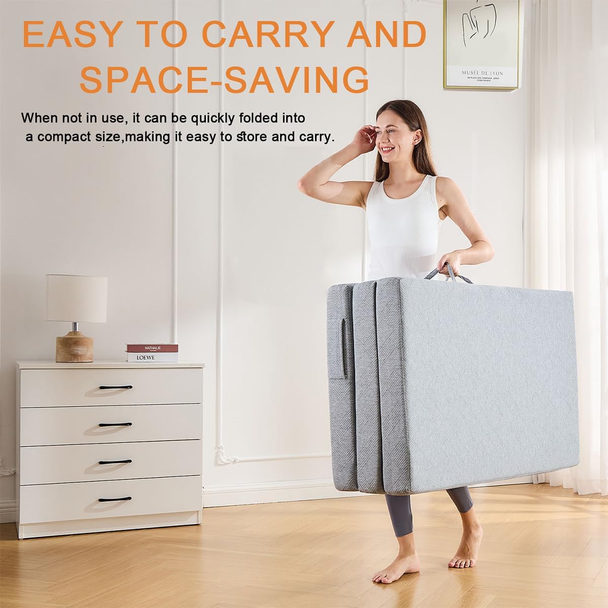 Trifold Mattress Queen,4 Inch Foldable Mattress Queen,Folding Mattress Queen