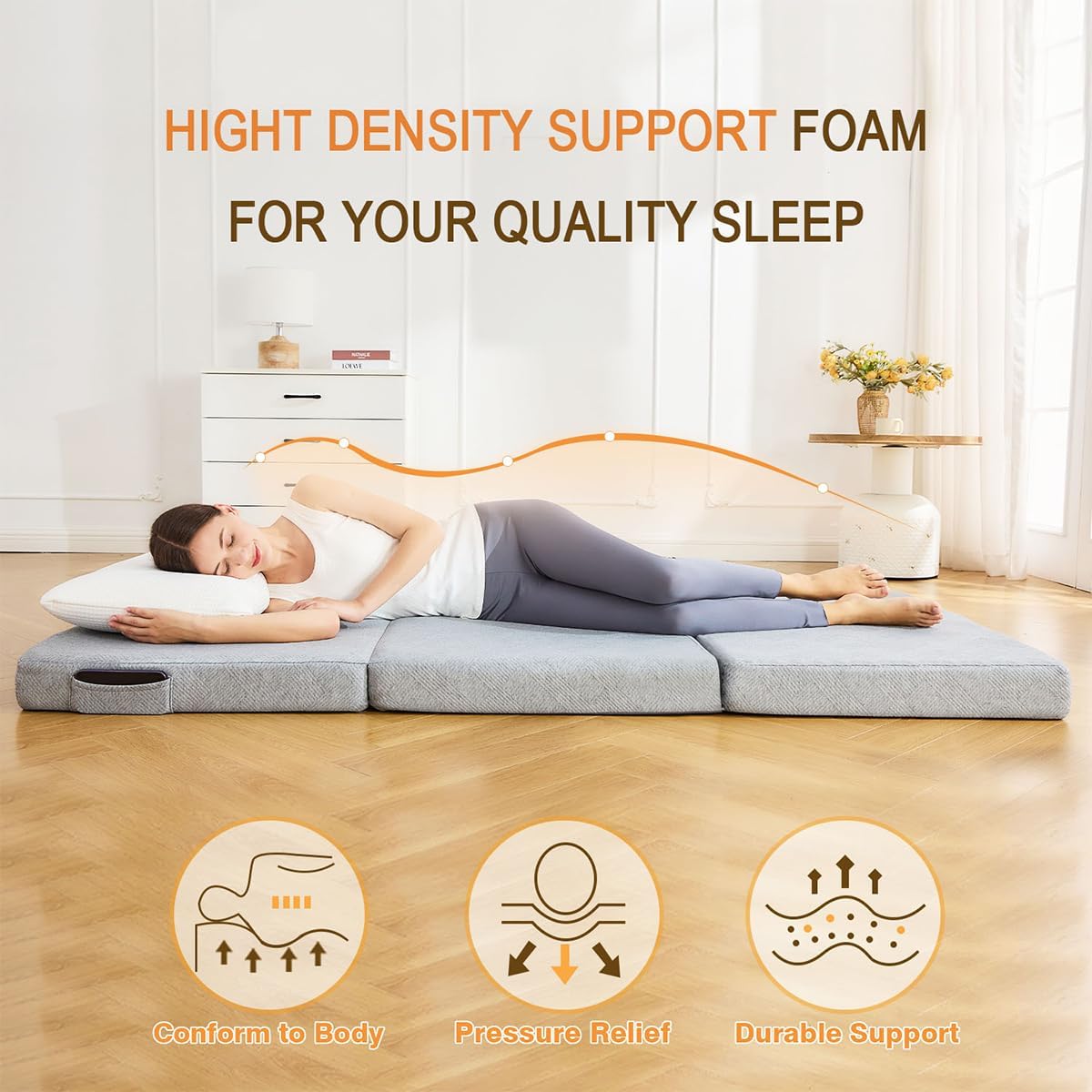 Trifold Mattress Queen,4 Inch Foldable Mattress Queen,Folding Mattress Queen