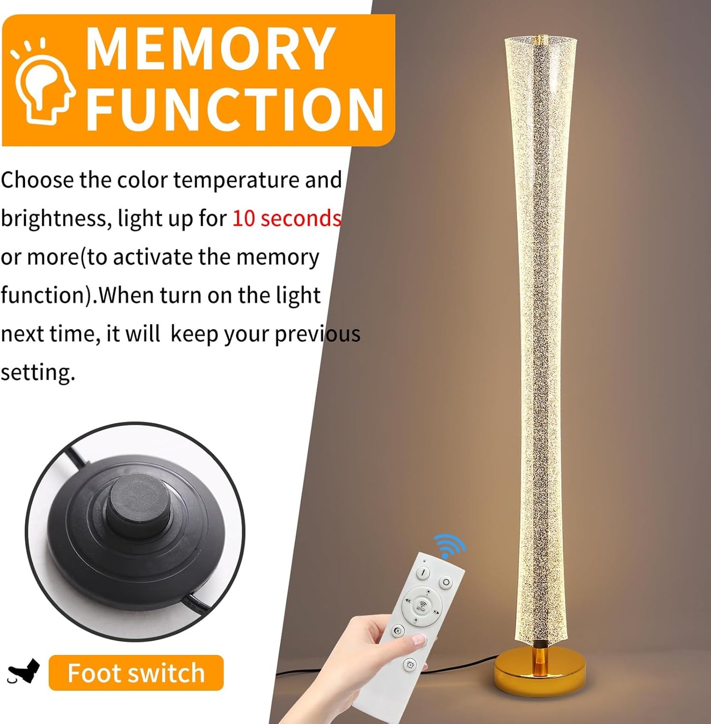 Floor Lamp with White Glass Lampshade