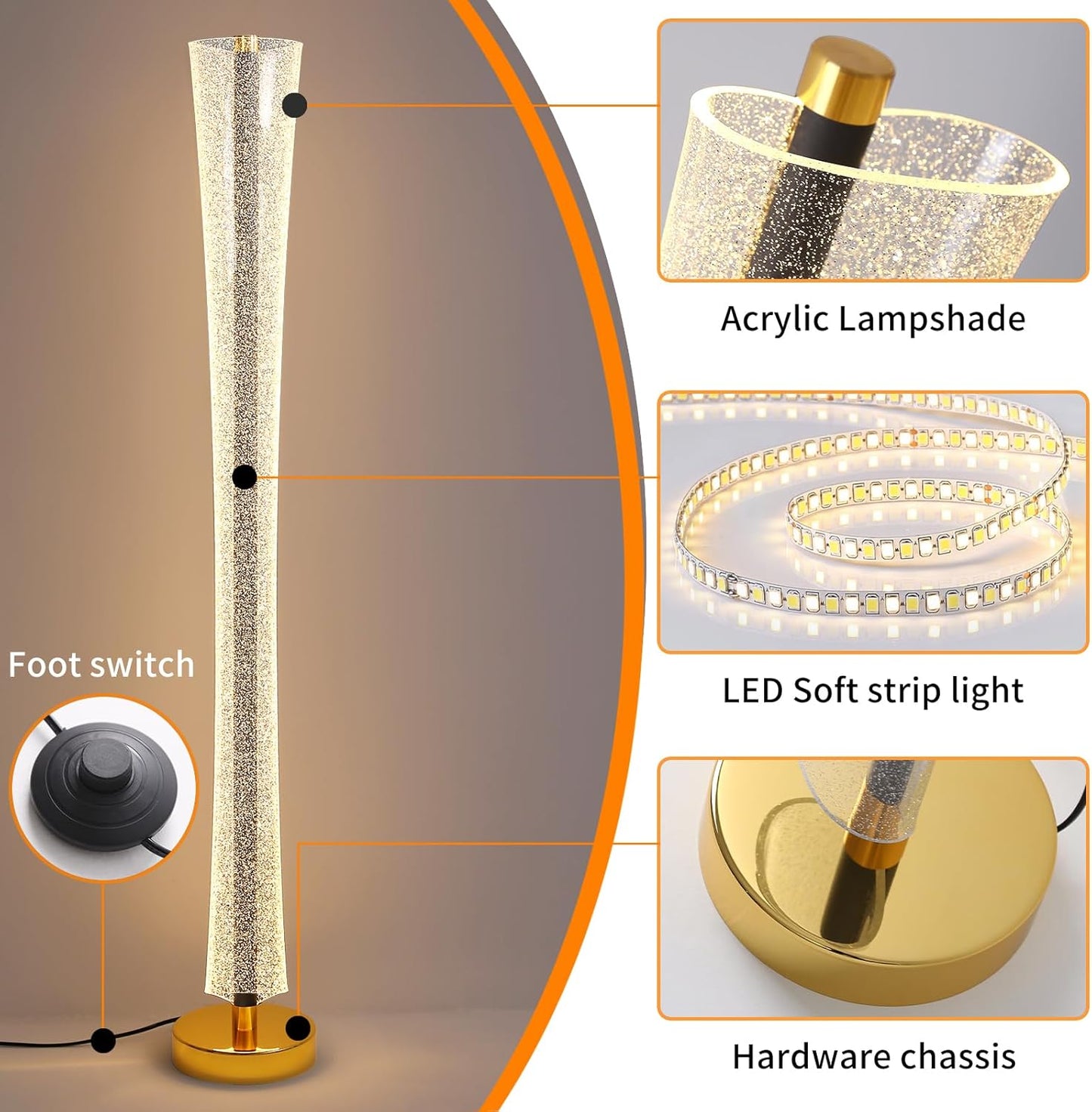 Floor Lamp with White Glass Lampshade