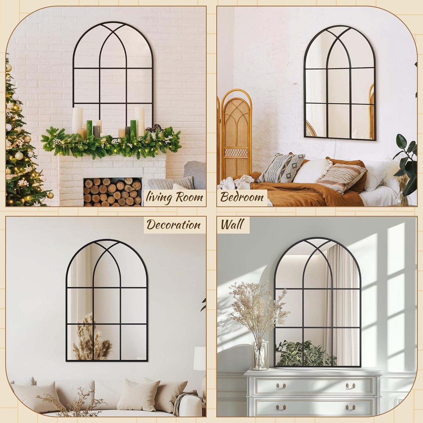 Antok Arched Wall Mirror, 24''x36'' Mirrors for Wall